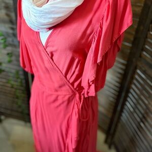ELF Vibrant Red Maxi Wrap Dress